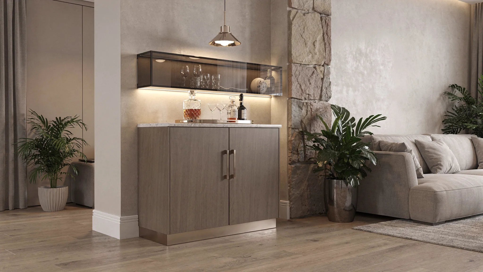 Mobilier bar living: proporții, depozitare și iluminat