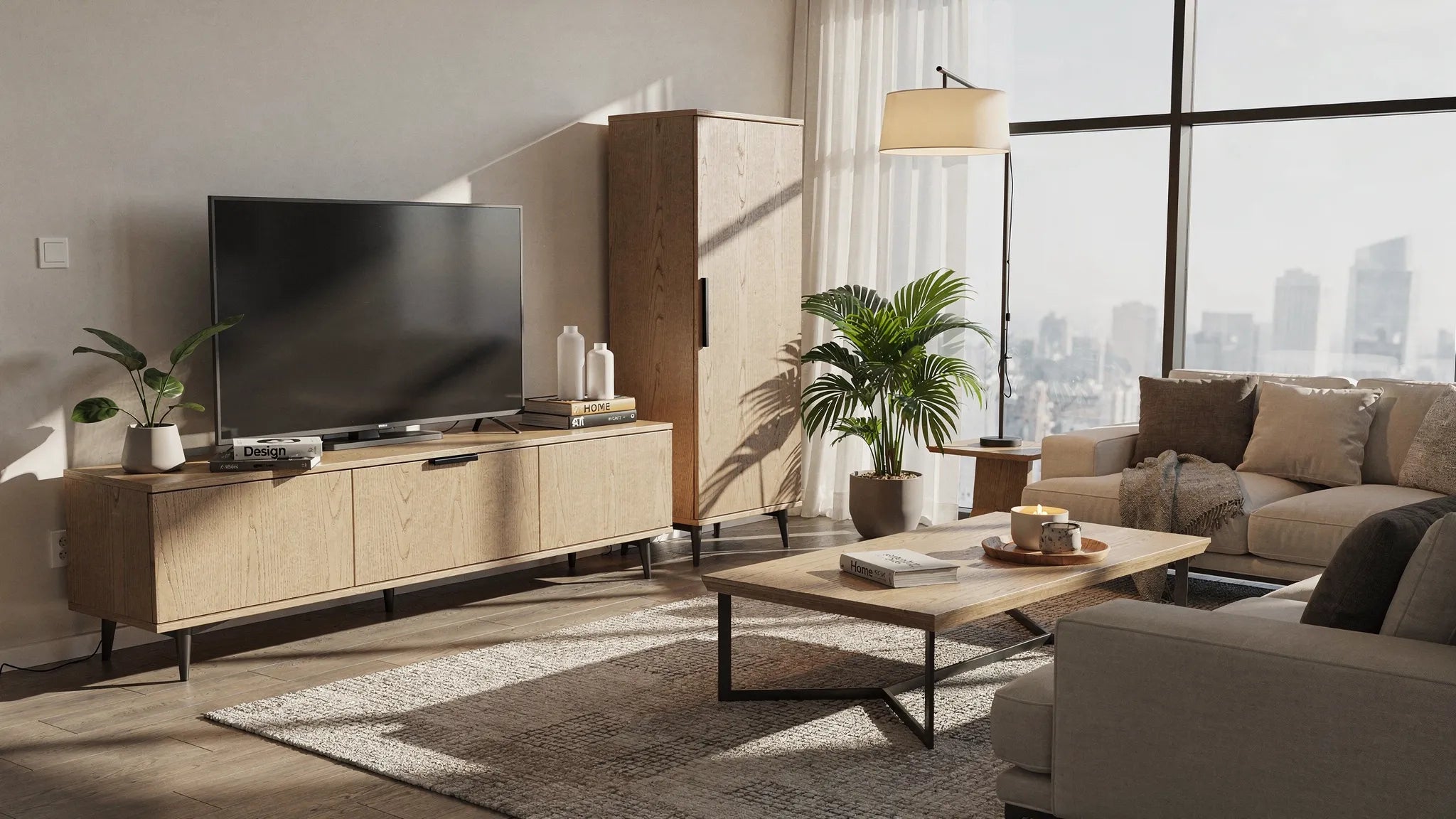 Set living lemn: esențe, fibre și finisaje mate