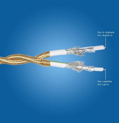 GI Gambarelli cablu TV SAT împletit în bumbac alb | Bumbac | Alb