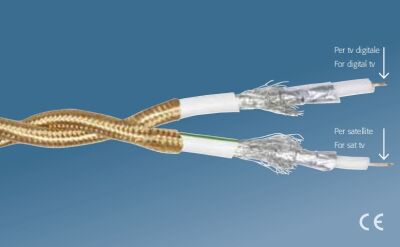 GI Gambarelli cablu TV SAT împletit în mătase auriu | Matase | Auriu