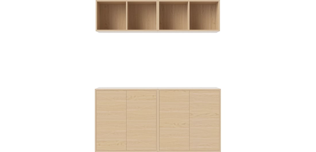 Bolia Combinație Raft Case 07 Alb Pigmentat Olierat Stejar, Furnir 140x35x105 cm 1