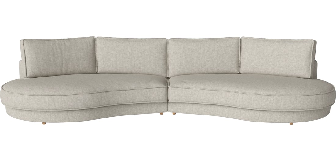 Bolia Canapea Modulară Noora cu 2 Module și Open-end Rotunjit 107 cm Nantes - Țesătură Netedă, Nisip 390×146×80 cm 1