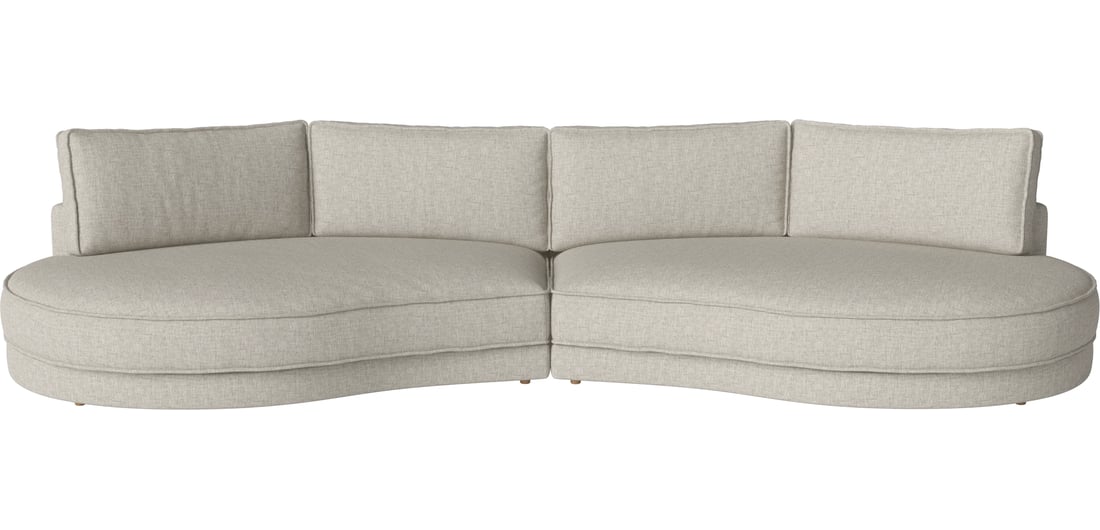 Bolia Canapea Modulară Noora cu 2 Module și Open-end Rotunjit 127 cm Nantes - Țesătură Netedă, Nisip 410×166×80 cm 1