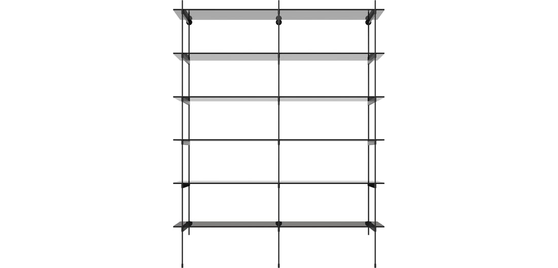 Bolia Combinație de Rafturi ROD 19 Sticlă Transparentă/Neagră 158×36,70×200 cm 1