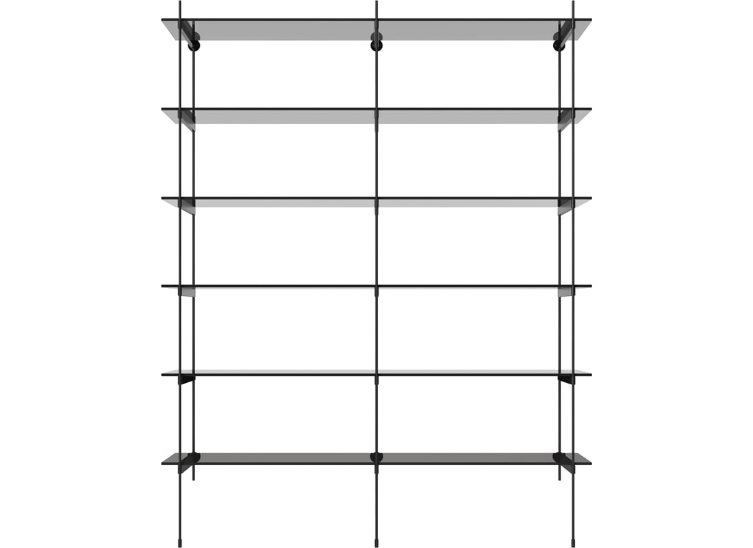 Bolia Combinație de Rafturi ROD 19 Sticlă Transparentă/Neagră 158×36,70×200 cm 2