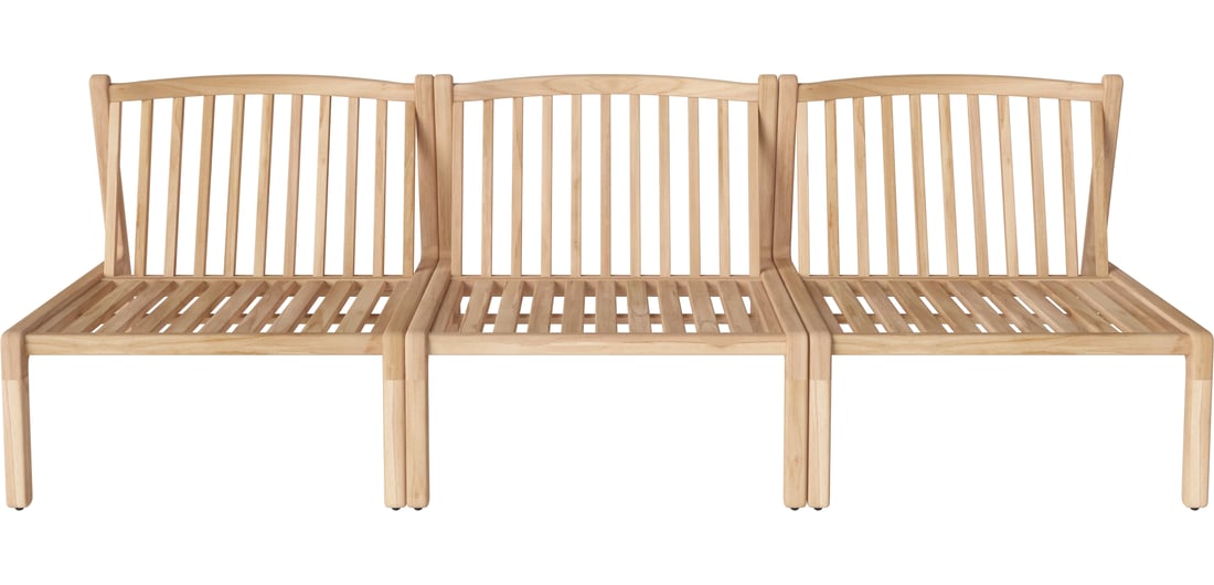 Bolia Canapea de Grădină Patio cu 3 Module Lemn de Tec Netratat, Masiv 230,4×92,4×67,5 cm 1