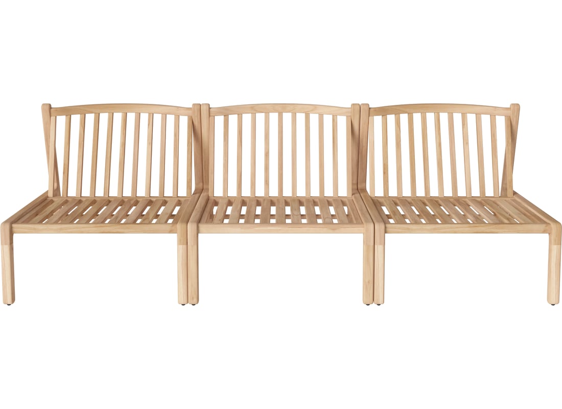 Bolia Canapea de Grădină Patio cu 3 Module Lemn de Tec Netratat, Masiv 230,4×92,4×67,5 cm 2