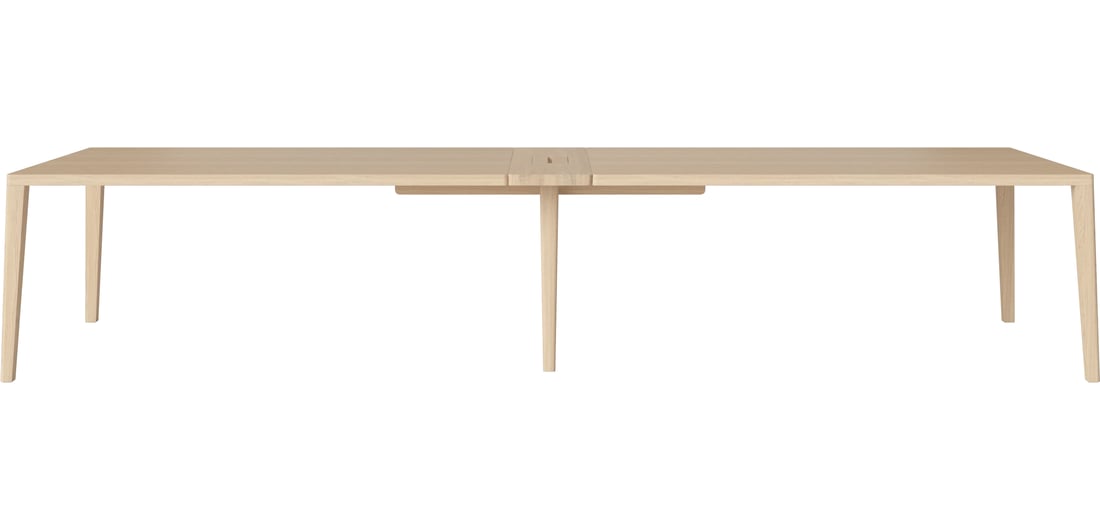 Bolia Masă Graceful Grand 390×120 cm - 30 mm cu Sistem de Ghidare Cabluri Stejar Uluit Alb, Masiv 120×75 cm 1