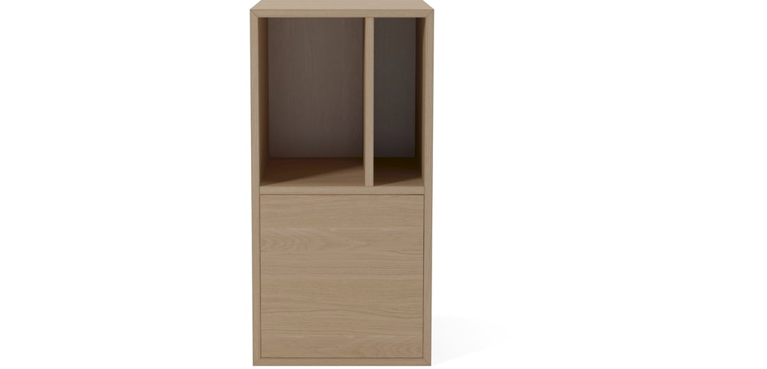Bolia Modul Raft Case 2x1 cu Față Deschisă și Sertar – 35 cm Alb Pigmentat Olierat Stejar, Furnir 35x35x70 cm 1