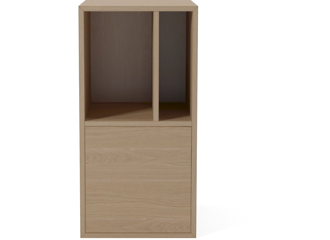 Bolia Modul Raft Case 2x1 cu Față Deschisă și Sertar – 35 cm Alb Pigmentat Olierat Stejar, Furnir 35x35x70 cm 2