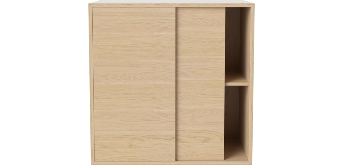 Bolia Modul de Raft Case 2 x 2 cu Uși Glisante - 39 cm Furnir din Stejar Albit și Uluit 1