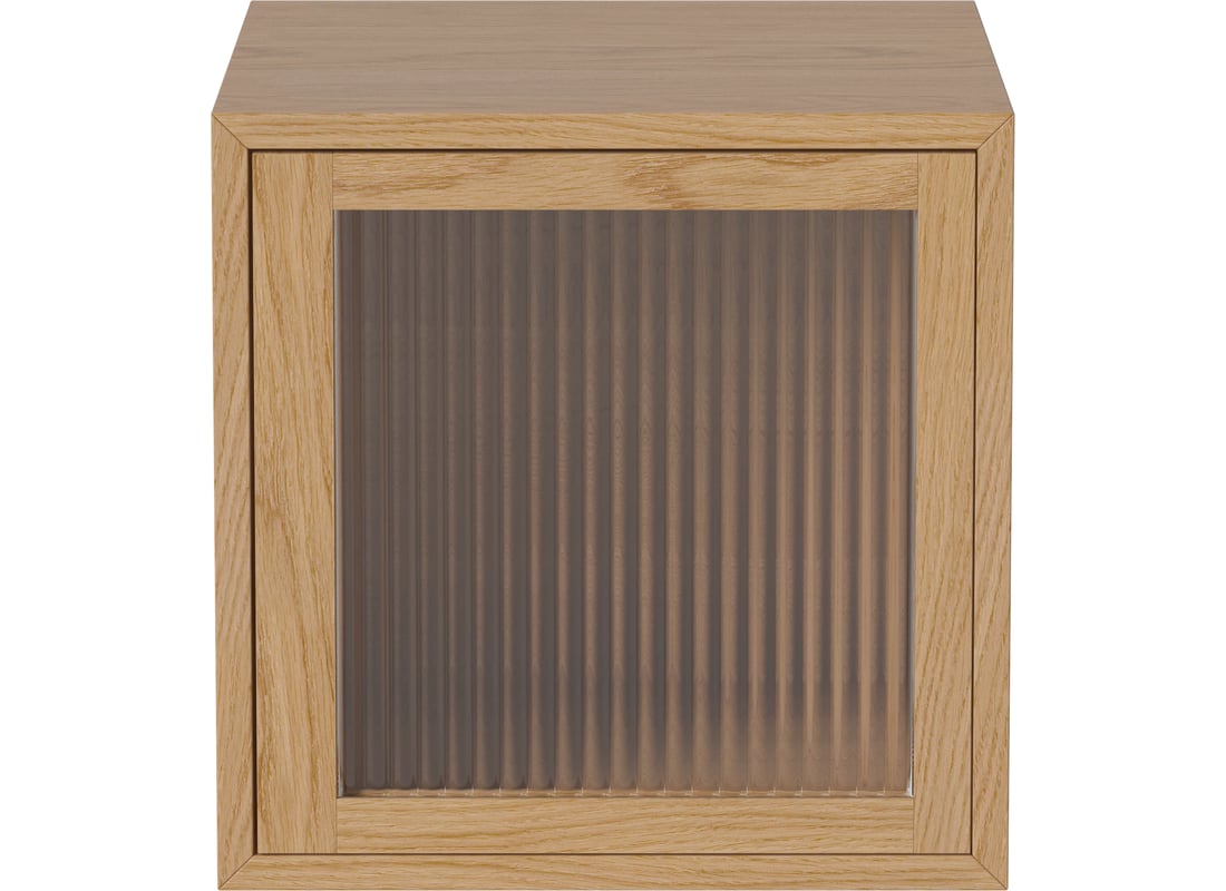 Bolia Mobilă de Depozitare Case 1×1 m. cu Ușă de Sticlă – 28 cm Stejar Uluit, Furnir 2
