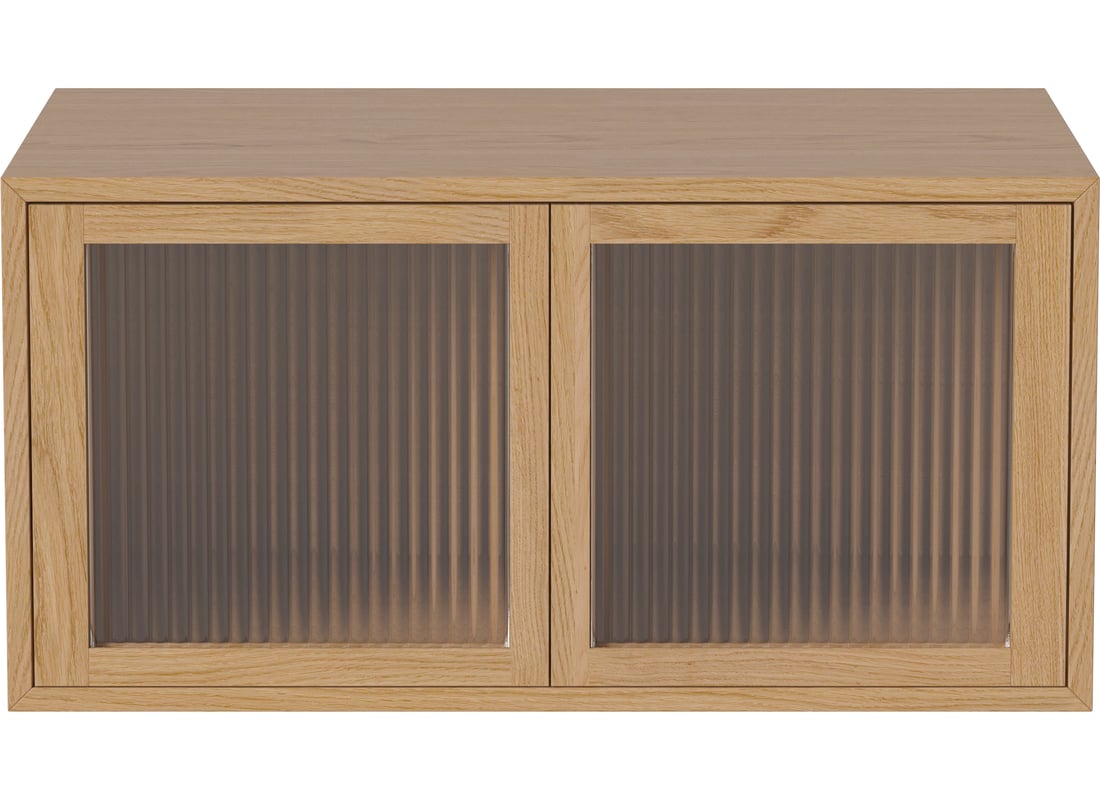 Bolia Mobilă de Depozitare Case 1×2 m. cu 2 Uși de Sticlă – 35 cm Stejar Uluit, Furnir 2