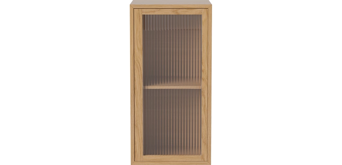 Bolia Mobilă de Depozitare Case 2×1 m. cu 1 Ușă de Sticlă și 1 Raft – 28 cm Stejar Uluit, Furnir 1