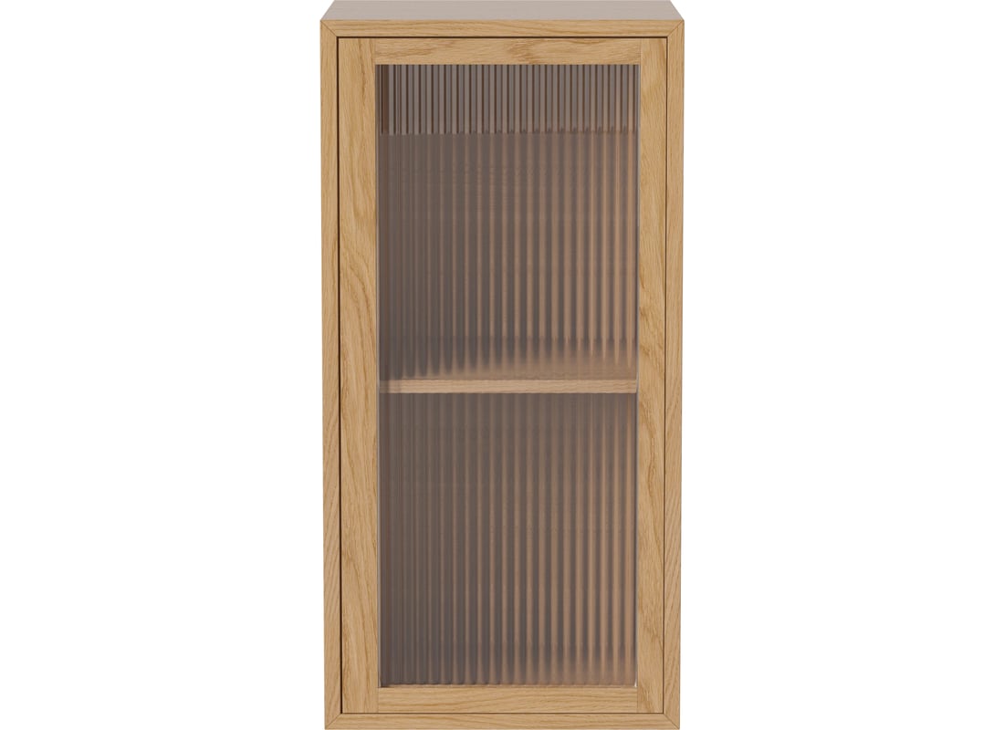 Bolia Mobilă de Depozitare Case 2×1 m. cu 1 Ușă de Sticlă și 1 Raft – 28 cm Stejar Uluit, Furnir 2