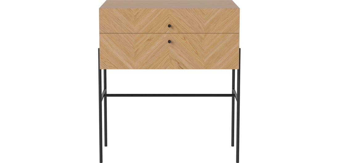 Bolia Comodă Luxe cu 2 Sertare - High Stejar Uluit, Furnir 71×40×80 cm 1