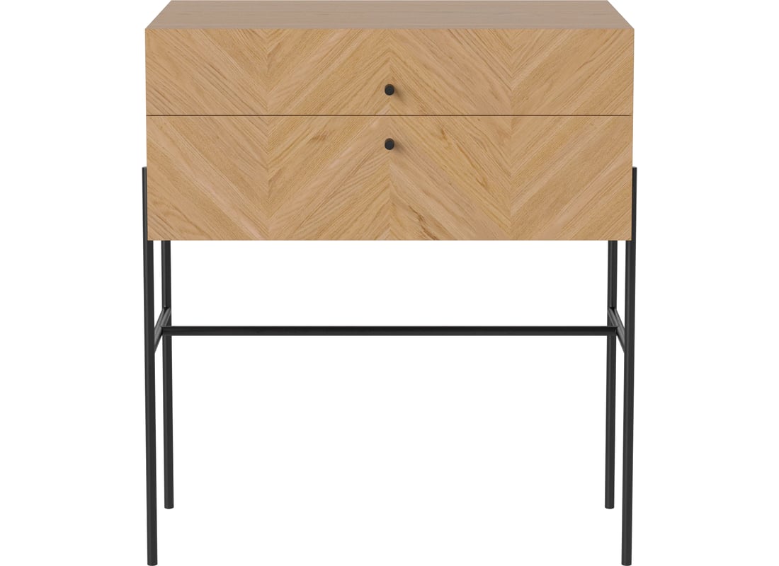 Bolia Comodă Luxe cu 2 Sertare - High Stejar Uluit, Furnir 71×40×80 cm 2