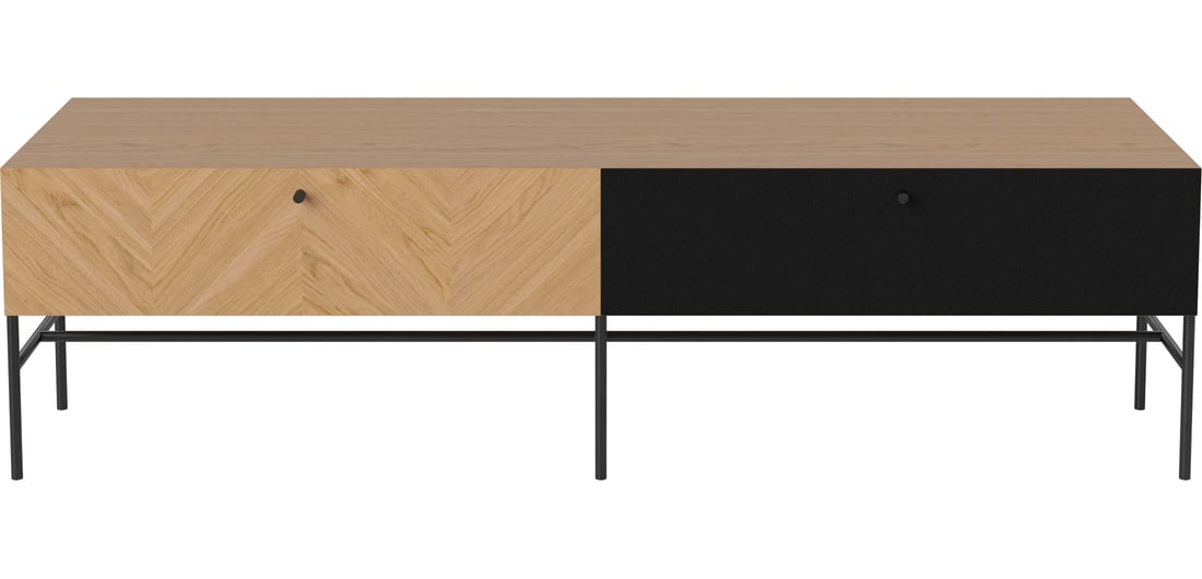 Bolia Suport HiFi Luxe cu Fronturi Tapițate Stejar Uluit, Furnir 153×45×44 cm 1