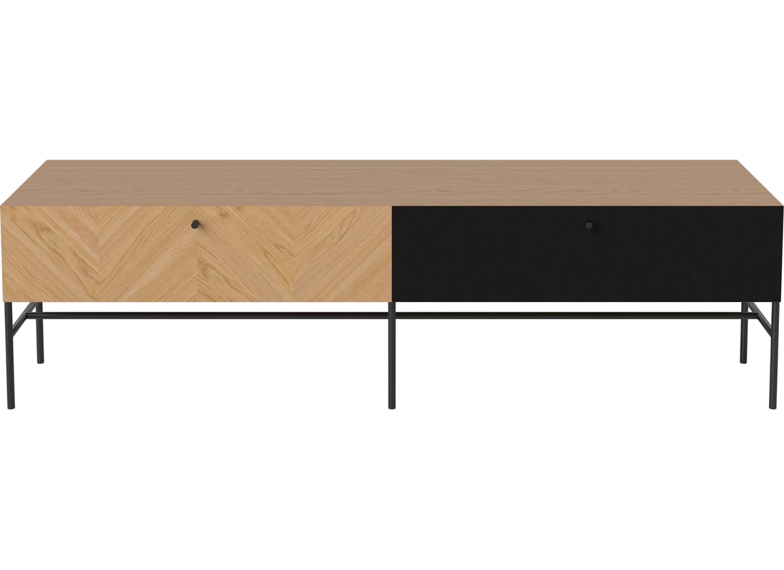 Bolia Suport HiFi Luxe cu Fronturi Tapițate Stejar Uluit, Furnir 153×45×44 cm 2
