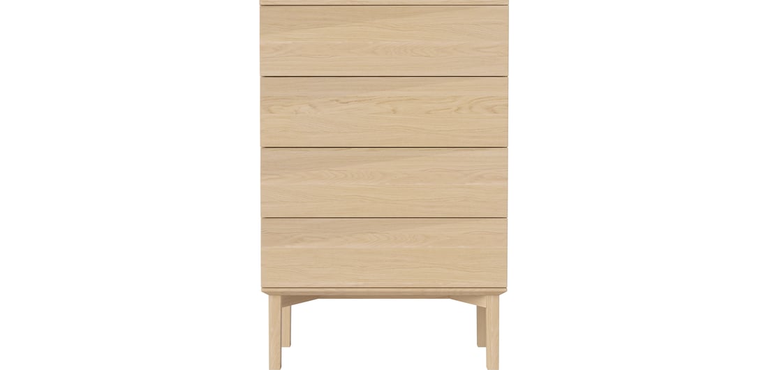 Bolia Comomodă Silent cu 4 Sertare Stejar Albăluit Uluit, Furnir 80×45×120 cm 1
