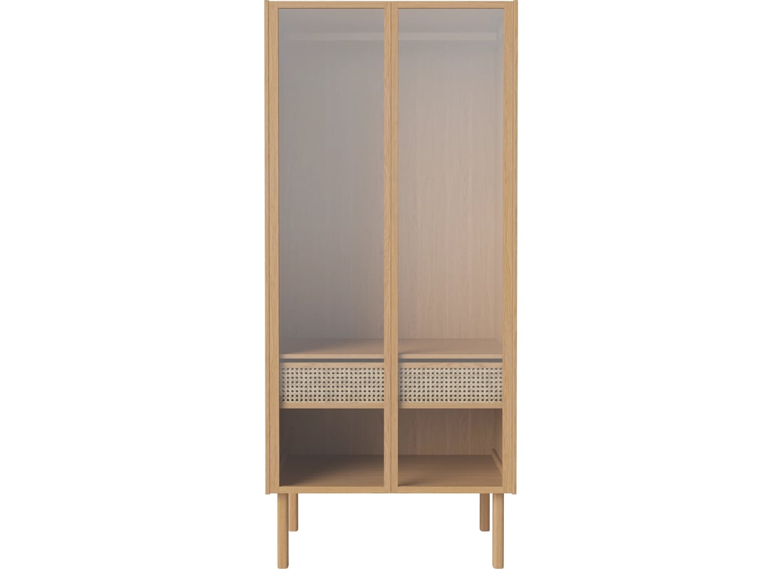 Bolia Dulap Vestiar Cana cu Uși de Sticlă Stejar Uluit 91×60×207 cm 2