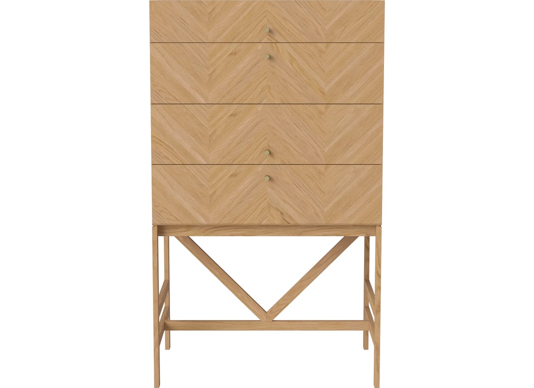Bolia Mobil cu 4 Sertare Luxe Stejar Uluit, Furnir 68×40×115 cm 2