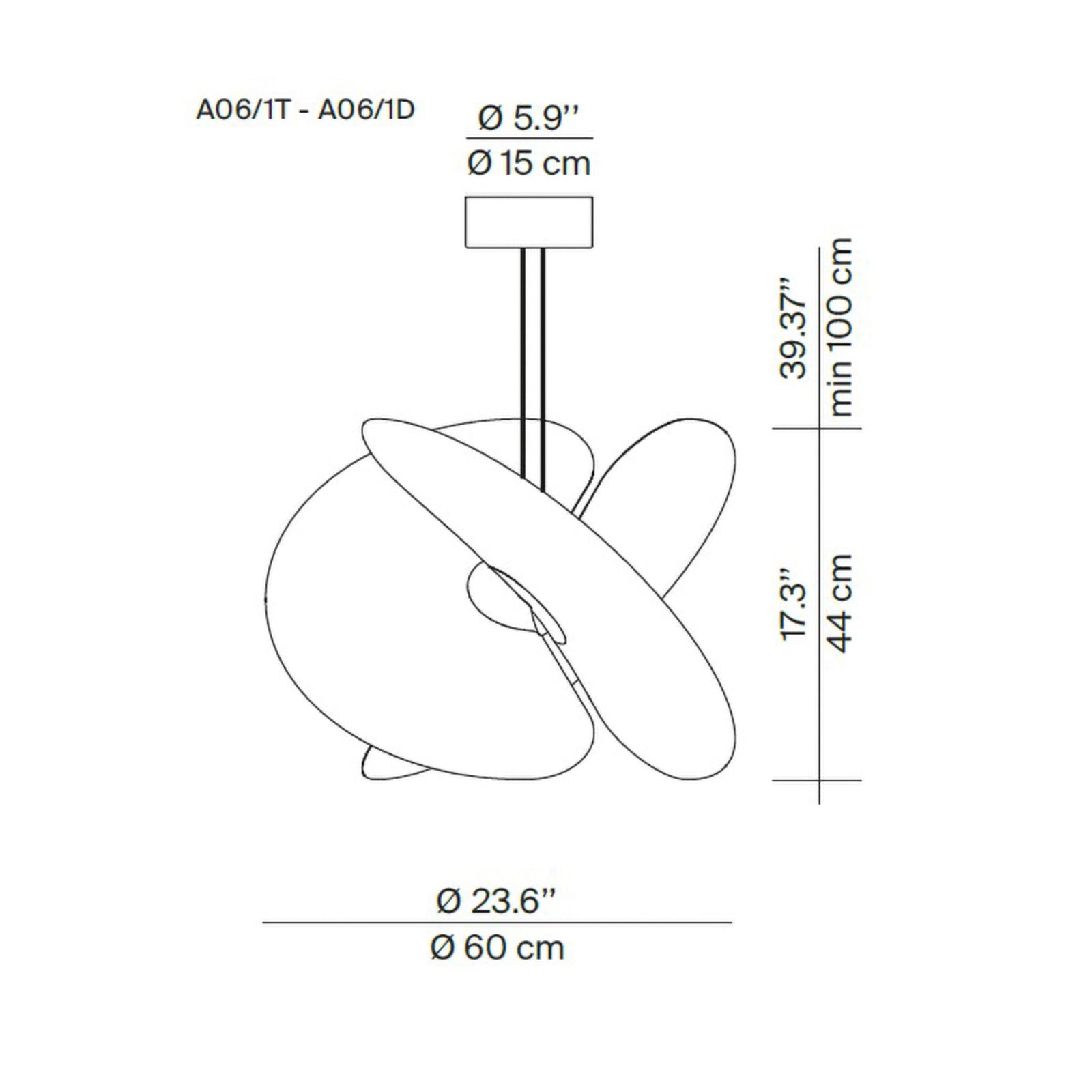 Luceplan lustră Levante | Led albă 28W | Ø 60 cm