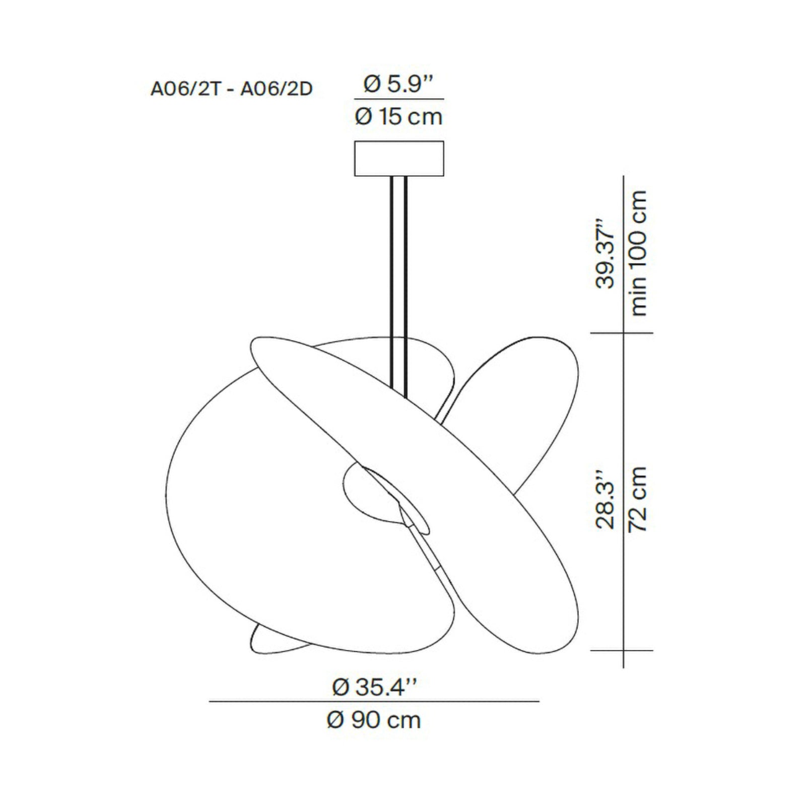 Luceplan lustră Levante | Led albă 54 w | Ø 90 cm