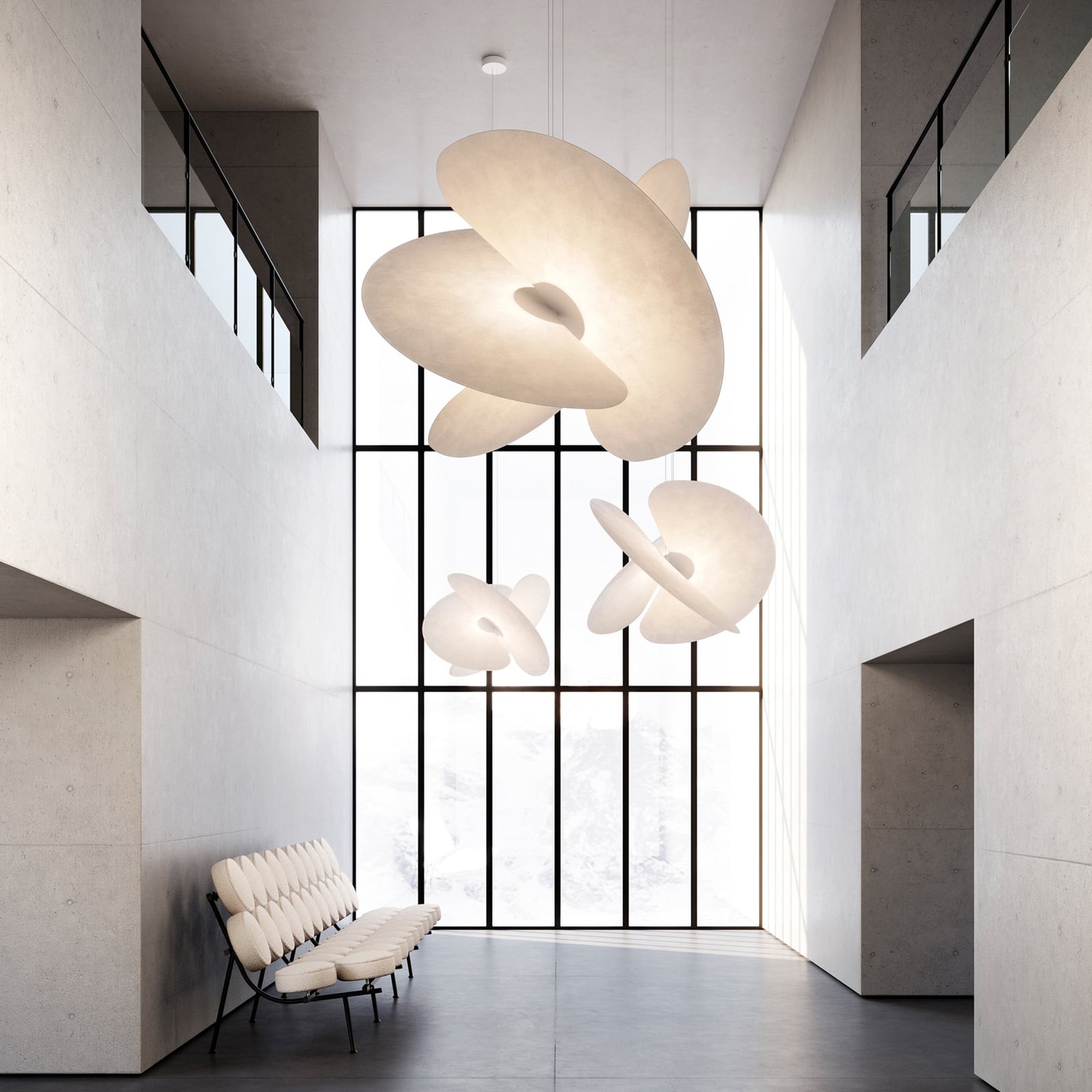 Luceplan lustră Levante | Led albă 54 w | Ø 90 cm