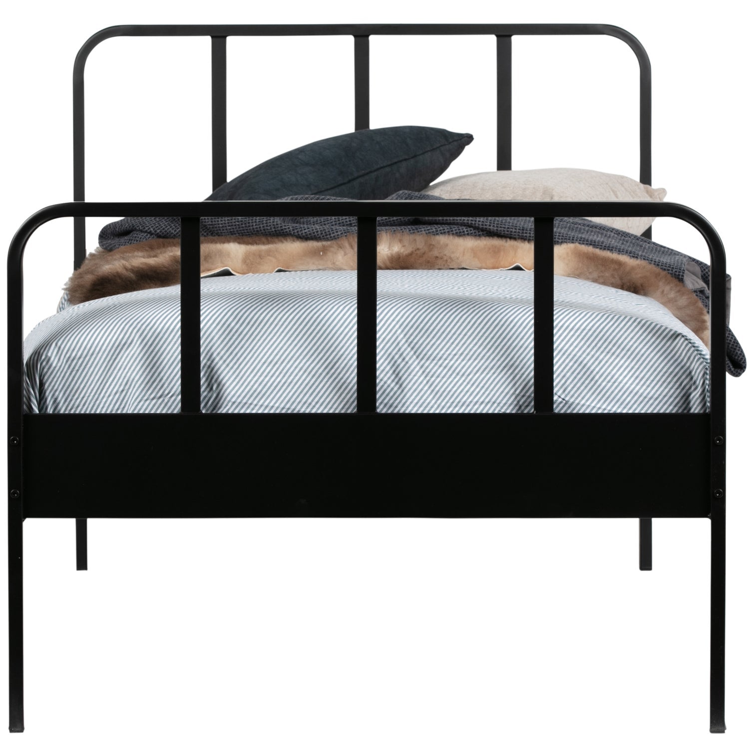 WOOOD pat simplu MEES | otel | Negru | 90x208x95 cm