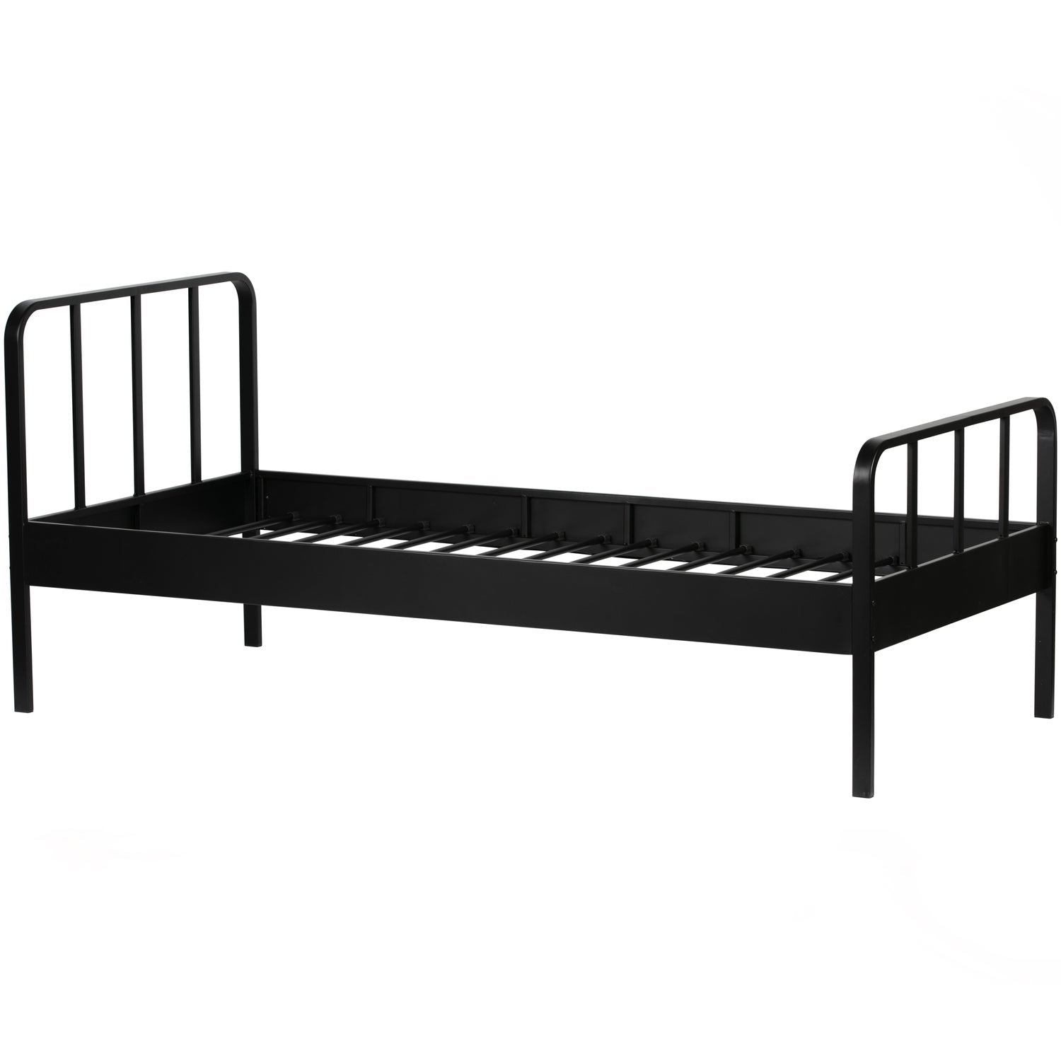 WOOOD pat simplu MEES | otel | Negru | 90x208x95 cm