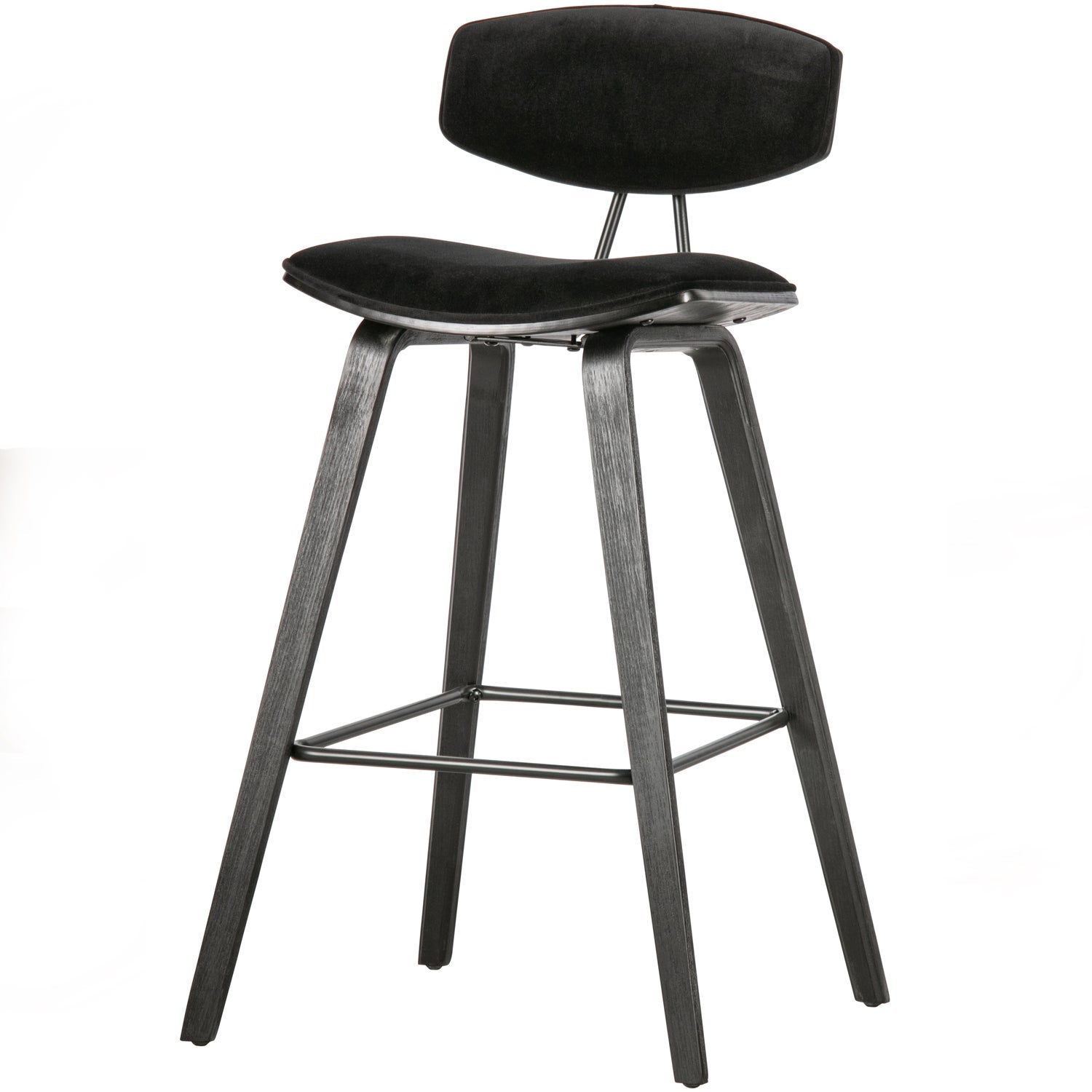 WOOOD scaun bar SENN BARSTOOL VELVET | 100% Pes | Negru | 91x42x48 cm