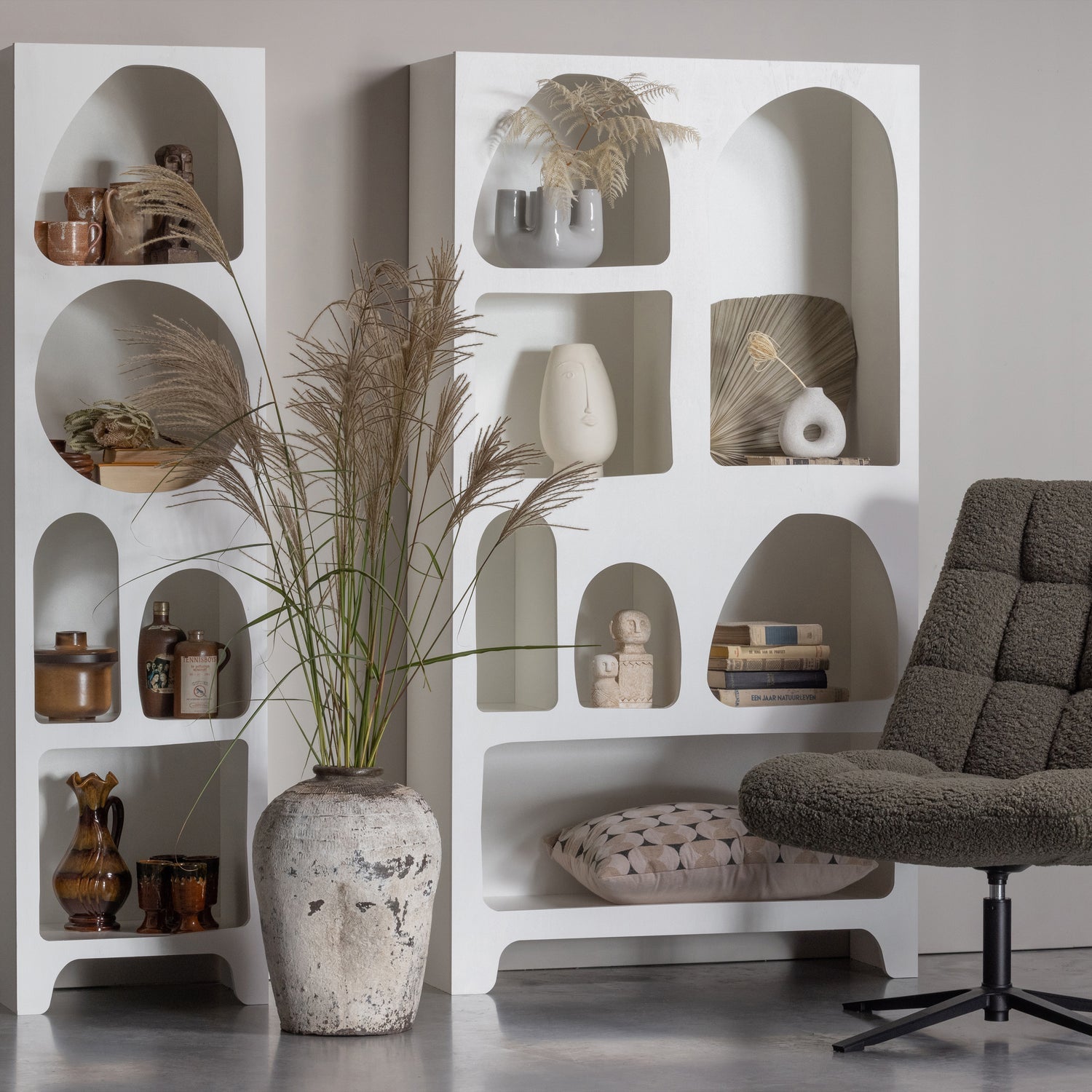 WOOOD fotoliu JOB SWIVEL ARMCHAIR TEDDY | 100% Pes | Verde | 101x70x85 cm