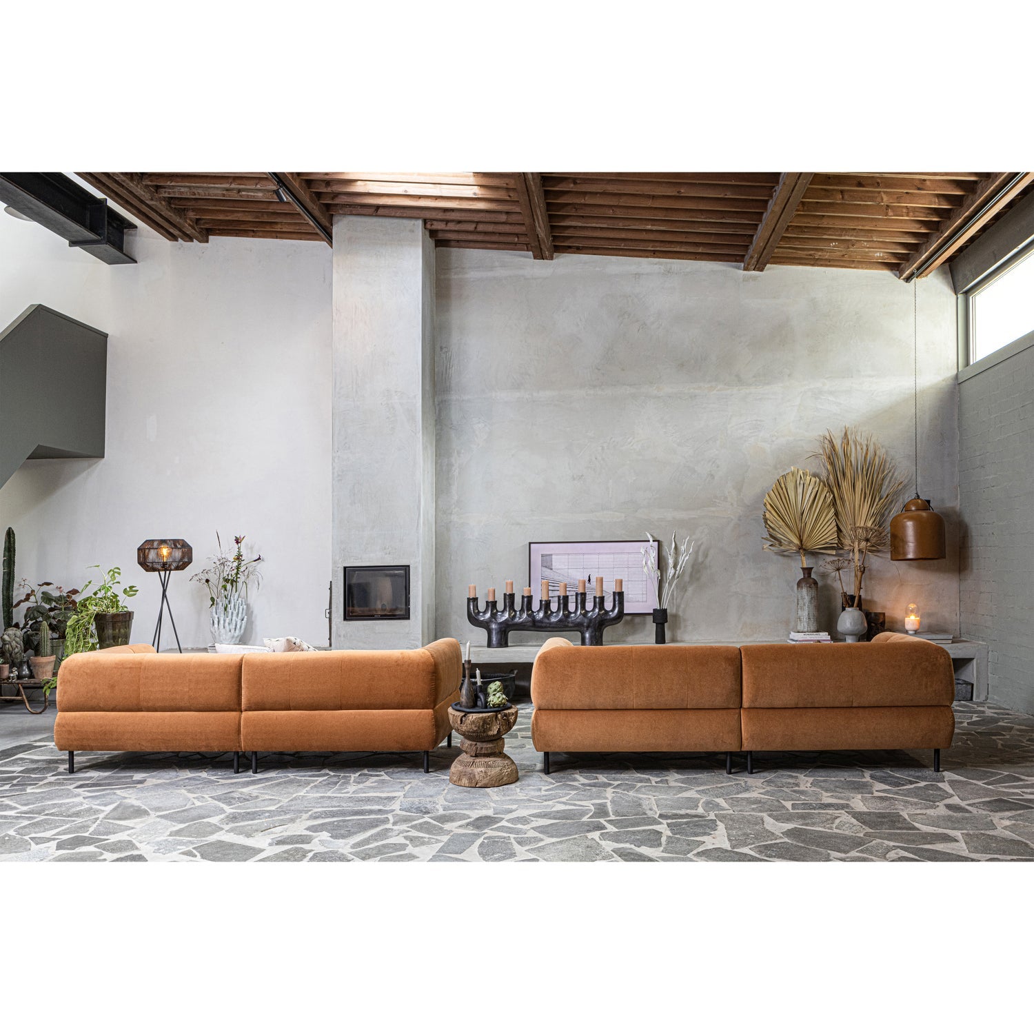 WOOOD canapea 4 locuri LLOYD | 80% Pes / 20% Cot | Cinnamon | 75x245x90 cm