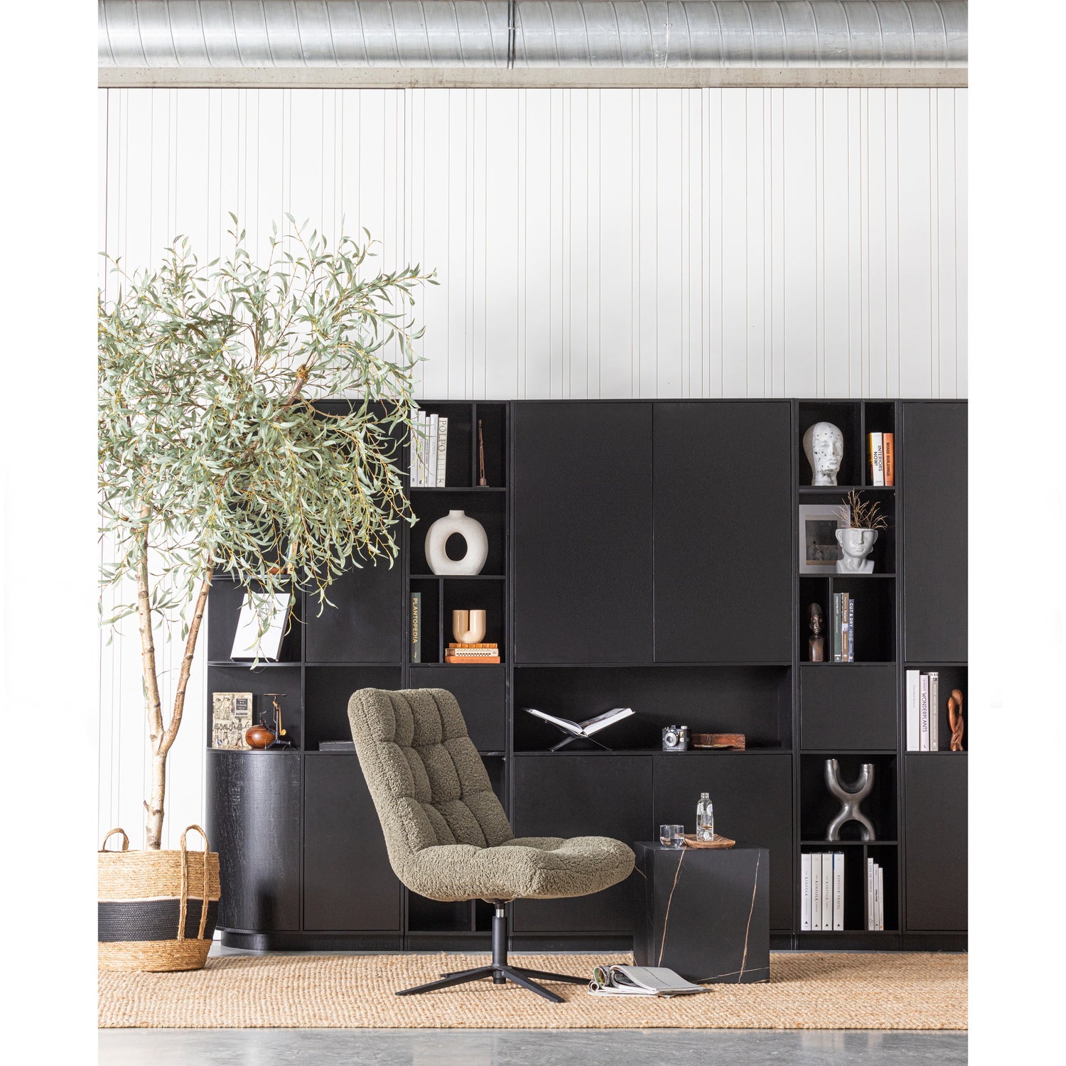 WOOOD fotoliu JOB SWIVEL ARMCHAIR TEDDY | 100% Pes | Verde | 101x70x85 cm