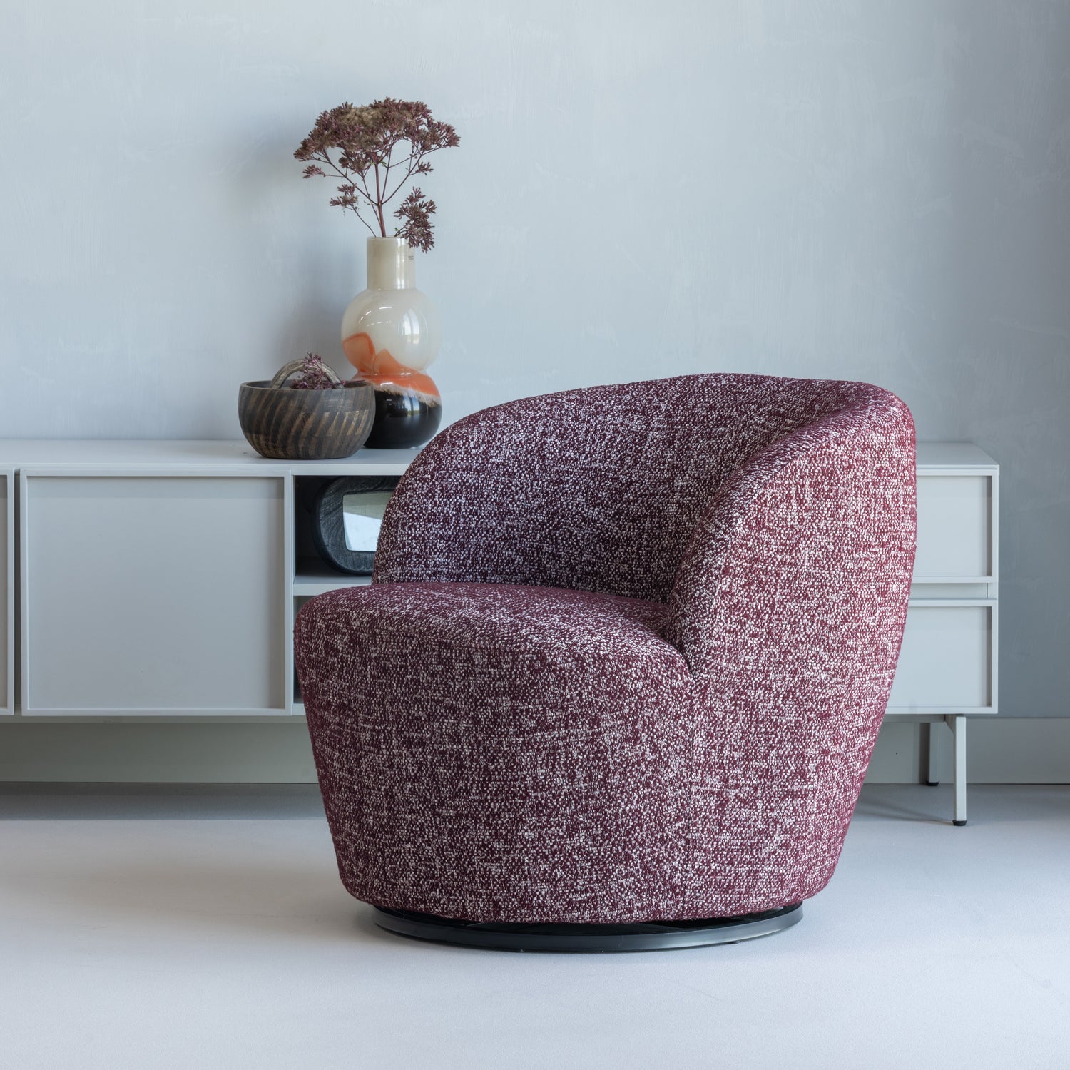 SERRA SWIVEL CHAIR BURGUNDY RED MELANGE