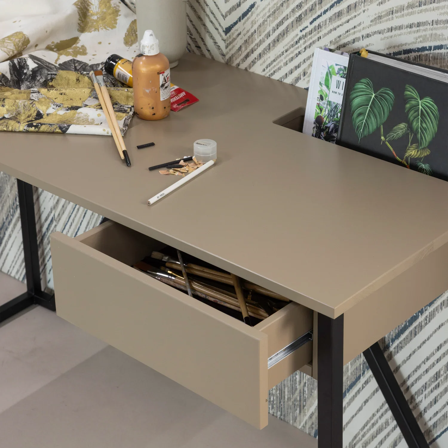 WOOOD birou New Julius pin Mud FSC, 126x53x75 cm 3
