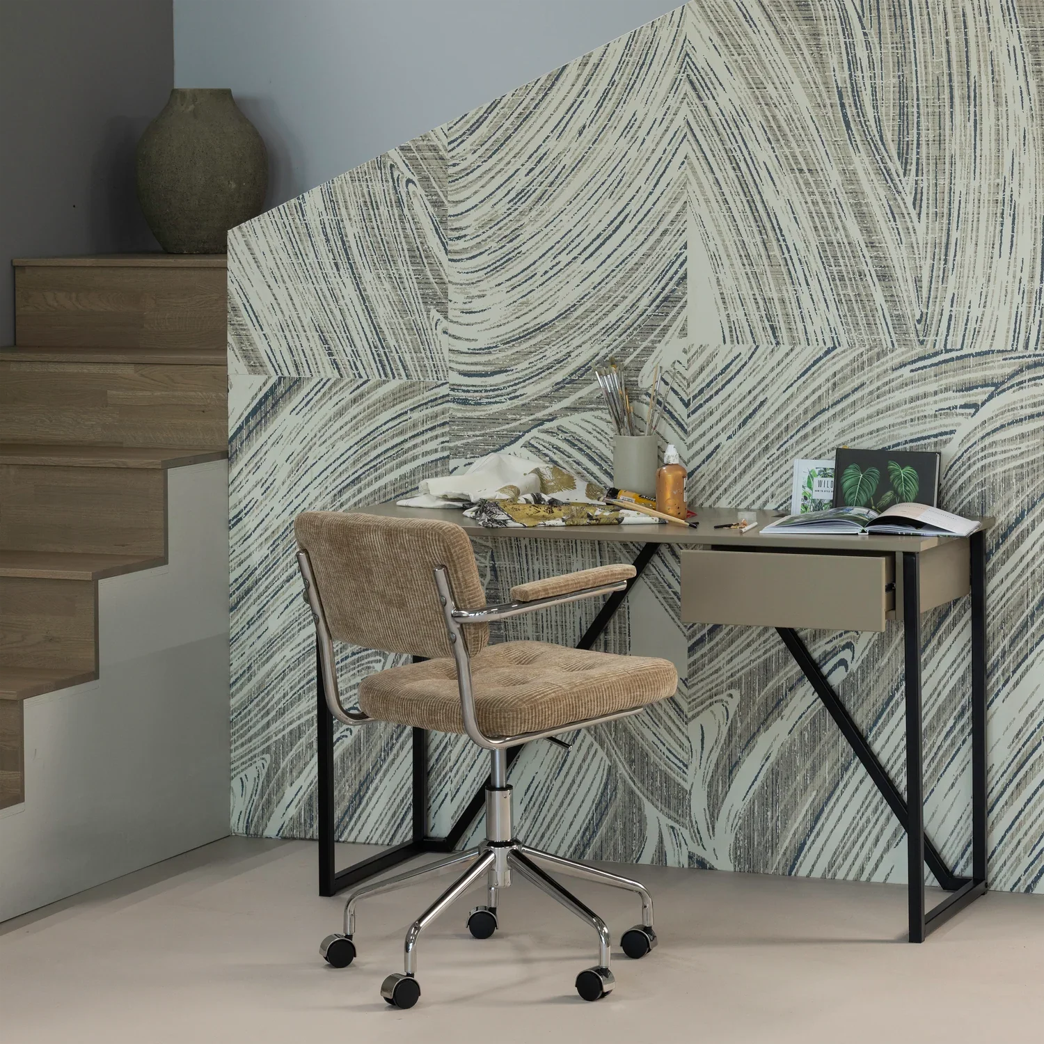 WOOOD birou New Julius pin Mud FSC, 126x53x75 cm 2