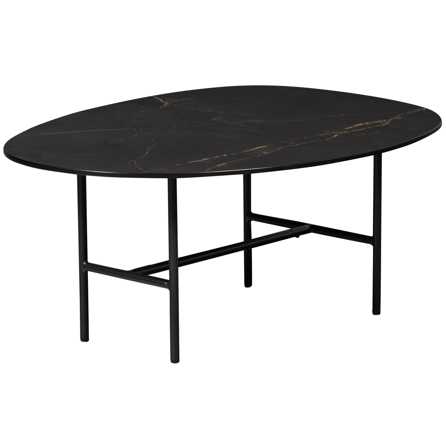 VAJEN COFFEE TABLE WITH MARBLE LOOK TABLETOP BLACK 80x60C
