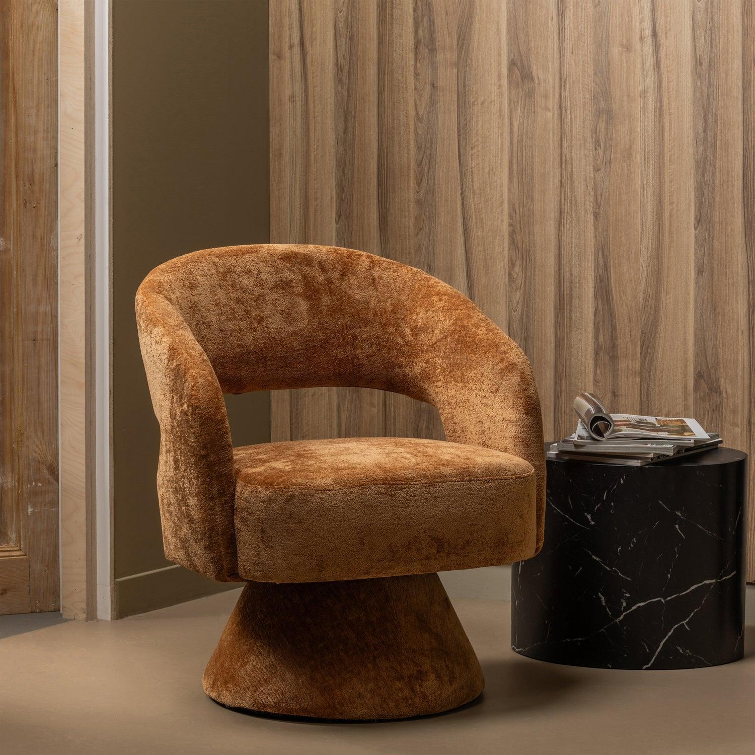 EBBA SWIVEL ARMCHAIR CHENILLE TERRA