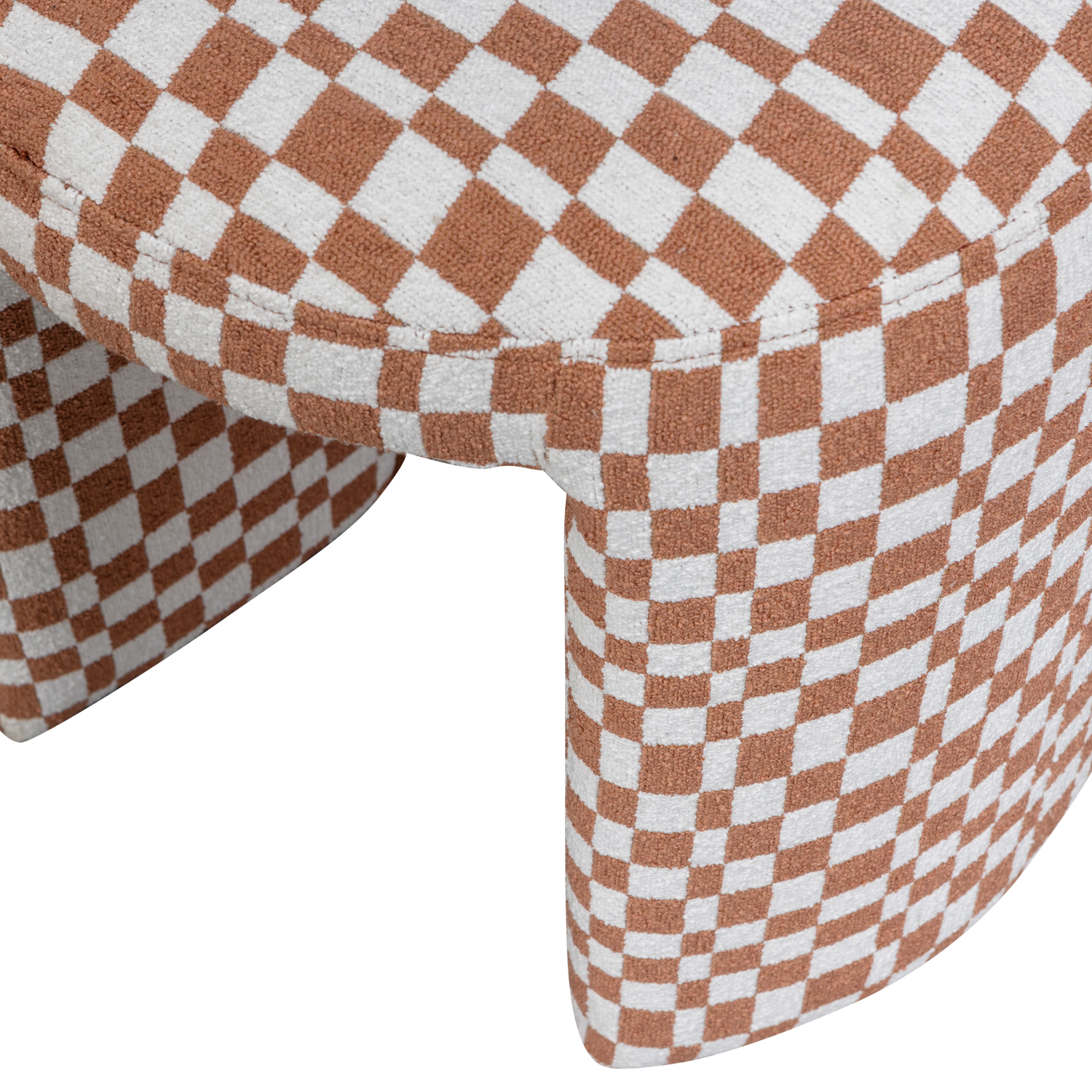 CHARLIE UPHOLSTERED STOOL CHECKERED PATTERN ORANGE