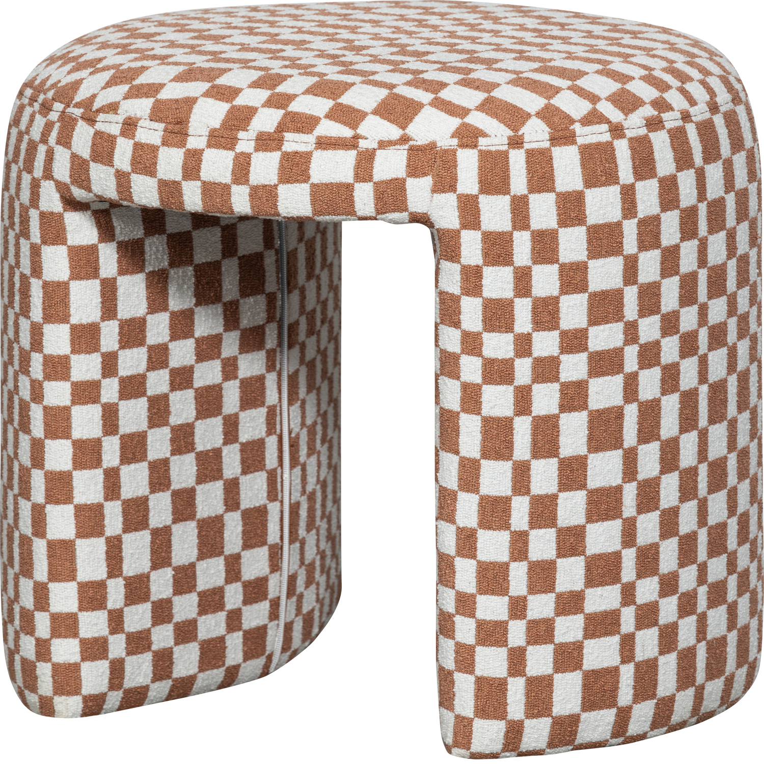 CHARLIE UPHOLSTERED STOOL CHECKERED PATTERN ORANGE