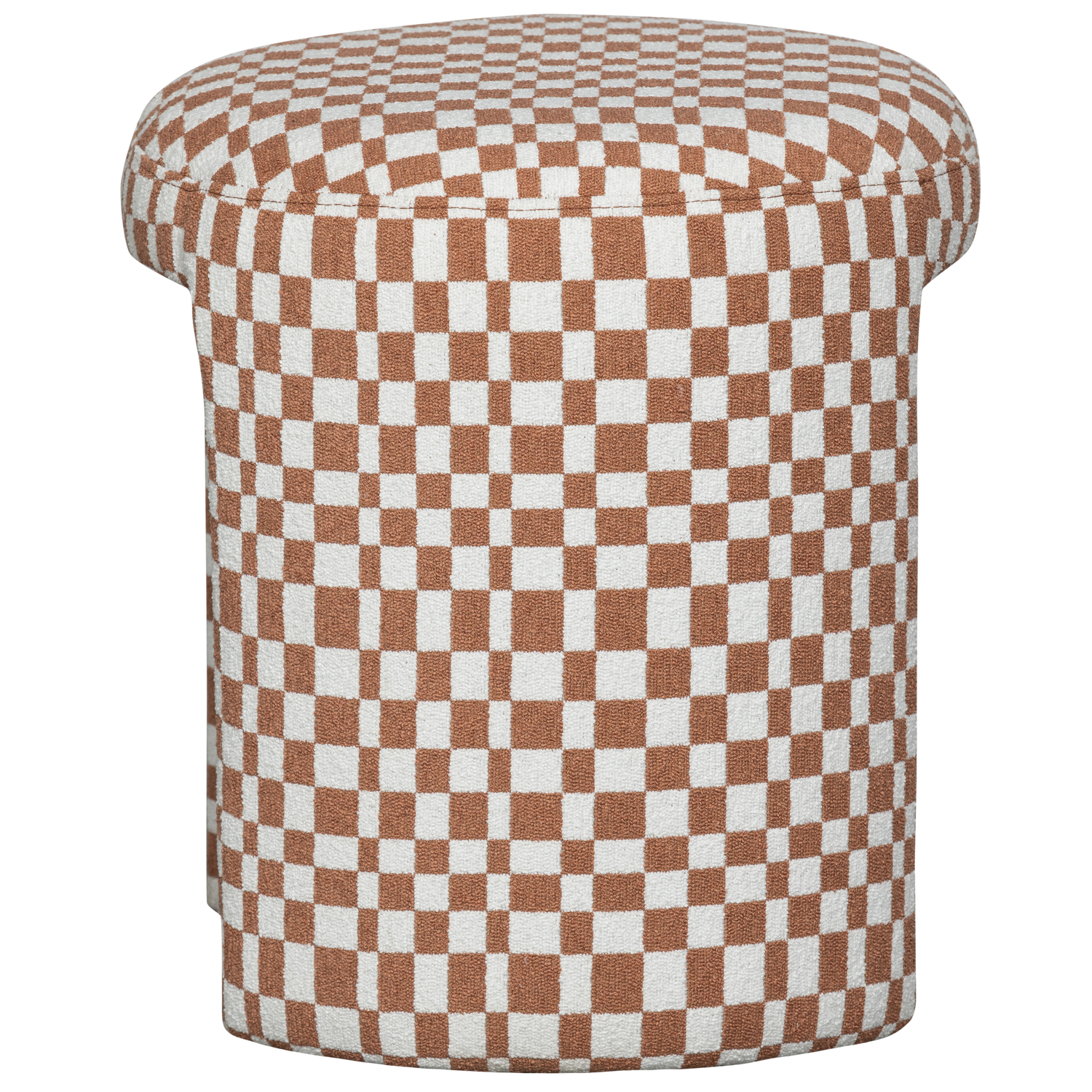 CHARLIE UPHOLSTERED STOOL CHECKERED PATTERN ORANGE