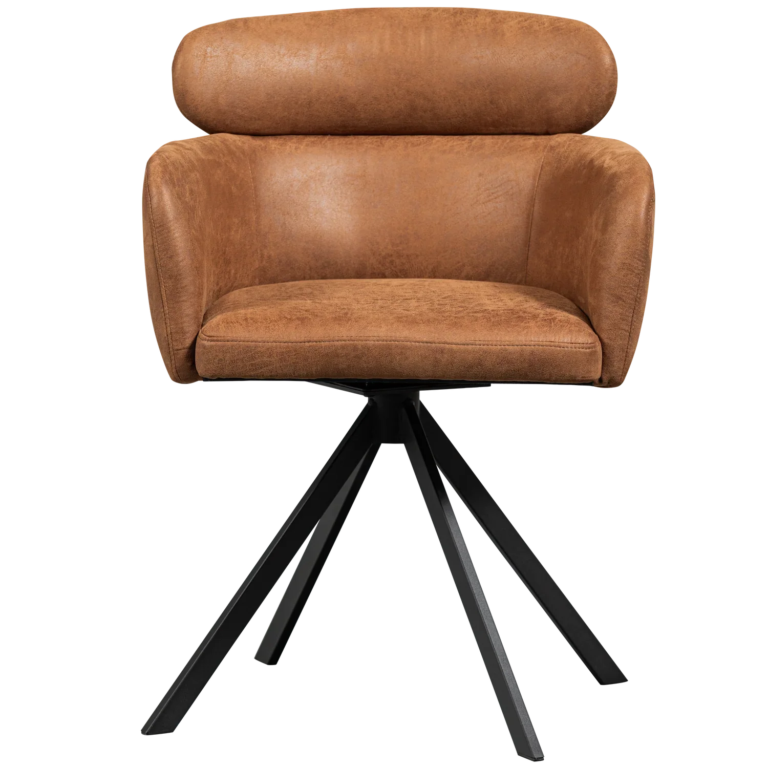 FENNE SWIVEL DINING CHAIR LEATHER LOOK COGNAC