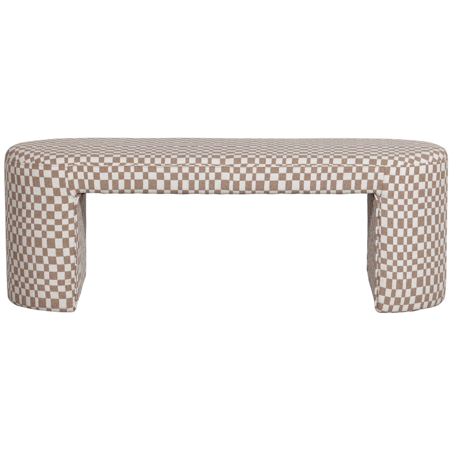 JACOB UPHOLSTERED BENCH CHECKERED PATTERN SAND