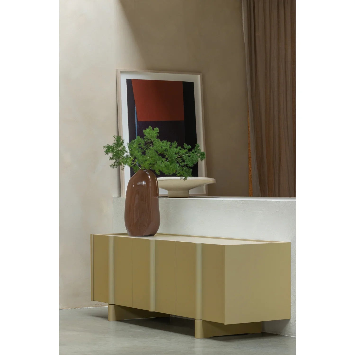 WOOOD comodă TV Basu Tv | pin | Moss | FSC, 152x46x53 cm