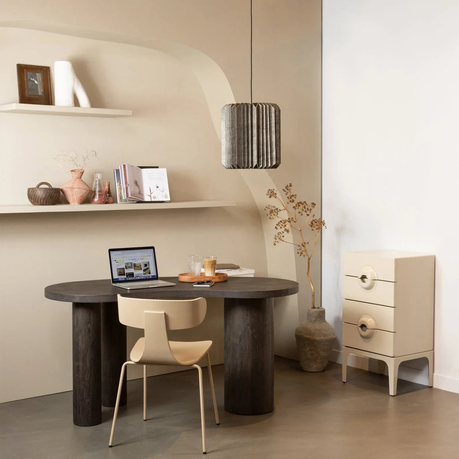 MERGE CABINET WITH 4 DRAWERS EUCALYPTUS WOOD GREIGE