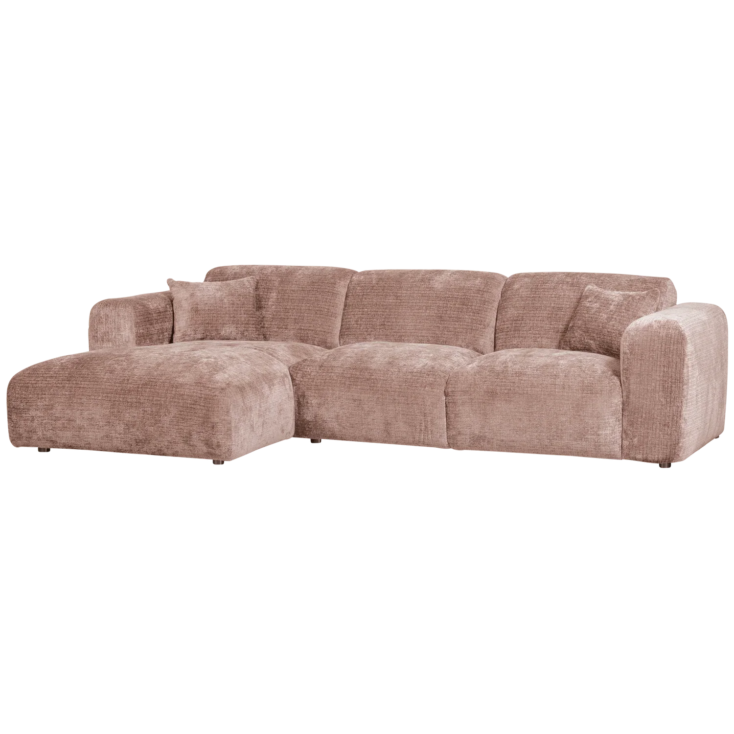 CLOUD CHAISE LONGUE SOFA LEFT CHENILLE TAUPE/PINK