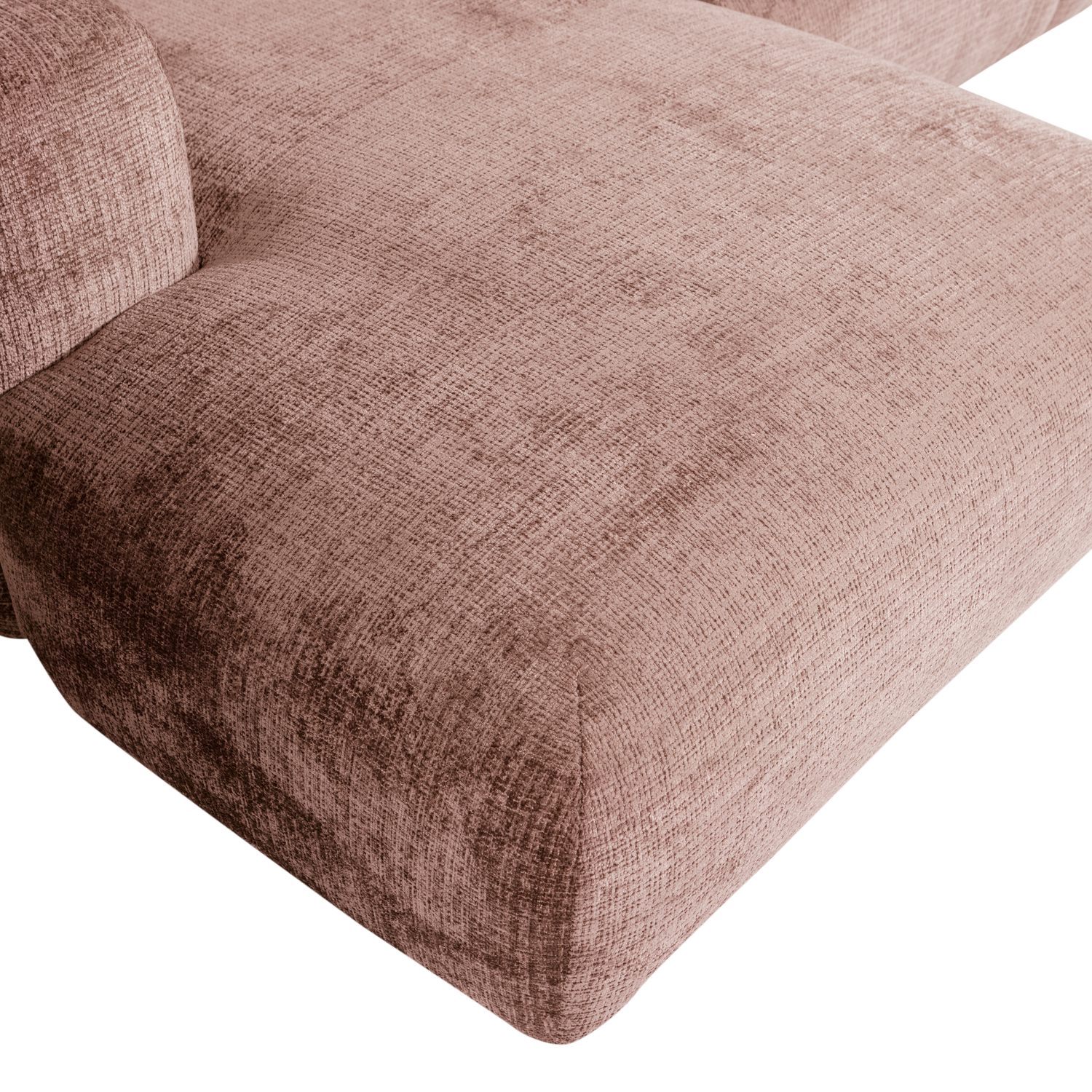 CLOUD CHAISE LONGUE SOFA LEFT CHENILLE TAUPE/PINK