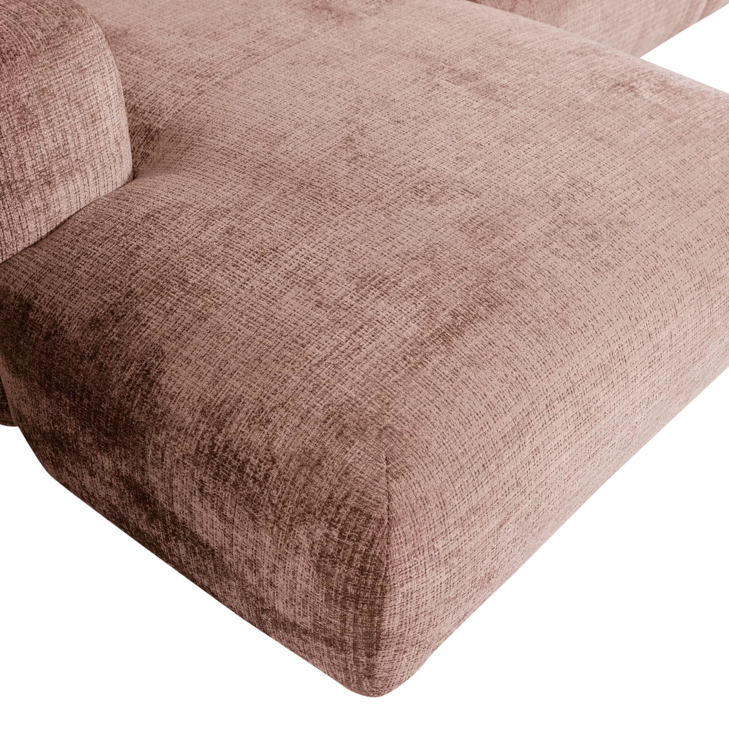 CLOUD CHAISE LONGUE SOFA LEFT CHENILLE TAUPE/PINK